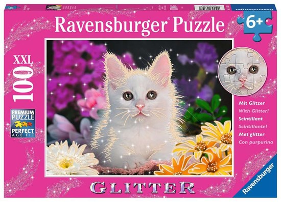 Ravensburger Schitterend Katje puzzel met Glitters 100stukjes 