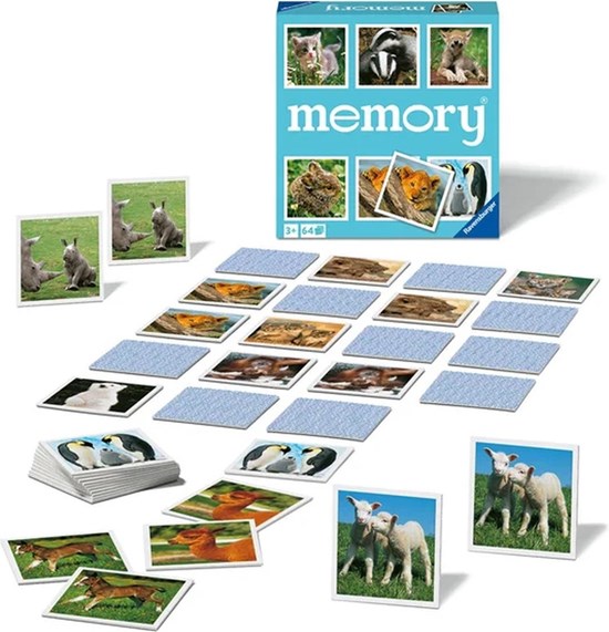 ravensburger Animal Babies Memory spel 64 Kaartjes 3+ 