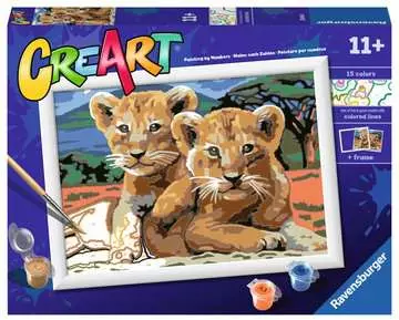 CreArt ravensburger Schilderen op Nummer  Leeuwen Welpen met Lijst 11+ 