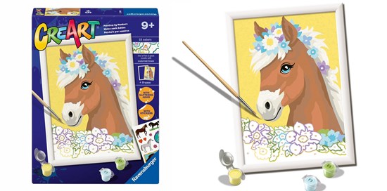 CreArt Paard met Bloemen met Glitter & Stickers S.O.N. 9+ 