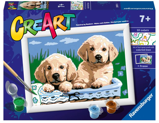 ravensburger Schilderen op Nummer Cute Puppies in de Mand 7+ 