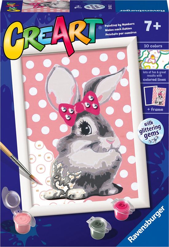CreArt ravensburger Schilderen op Nummer Cuddly Bunny Konijn met Glinsters 7+ 