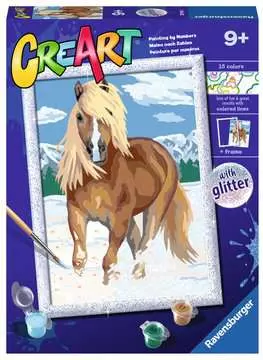 CreArt ravensburger Schilderen op Nummer Paard in de Alpenwei met Glitters & Lijst 9+ 