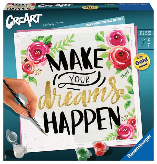 CreArt Make Your Dreams Happen Schilderen op Nummer 20x20cm  