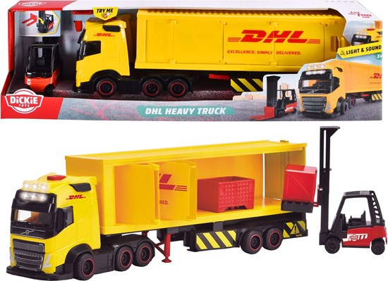 Dickie DHL Truck met Trailer en Vorkheftruck 3+ 