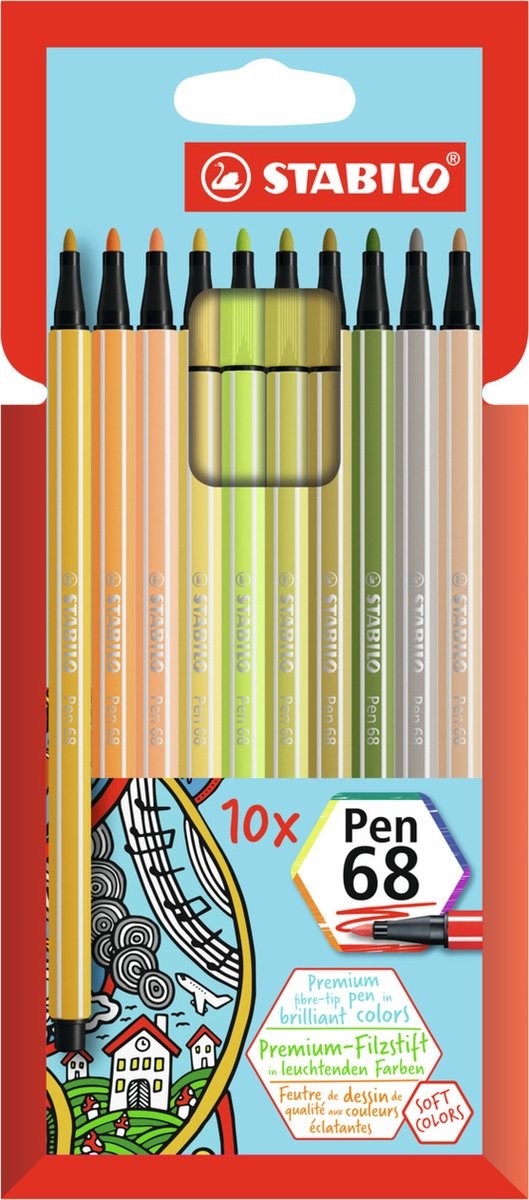 Stabilo Pen 68  Soft Colors 10stuks 