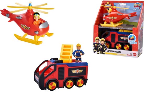Brandweerman SAM Junior Helikopter & Brandweer auto Speelset 