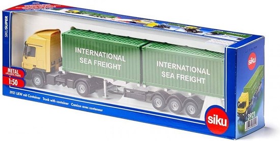 3921 siku Truck met 2 Zeecontainers schaal 1:50  