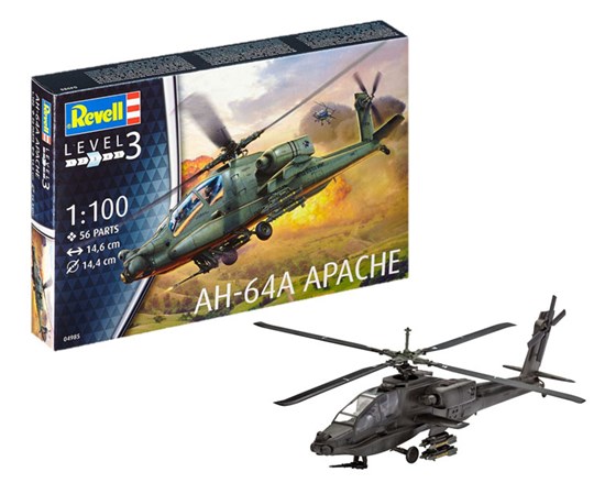 04985 revell AH-64A Apache Helikopter 1/100 14,6cm 56dlg 