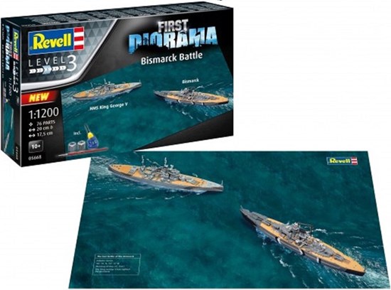 05668 revell Modelset First Diorama Bismarck Battle 1/1200  