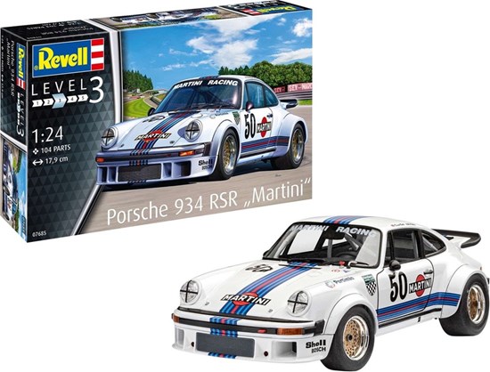 07685 revell Porsche 934 RDR Martini uitvoering 1/24 17,9cm 104dlg 