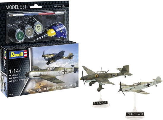 63770 revell Modelset Messerschmitt Bf109E & Junkers Ju87B 1/144 39dlg 