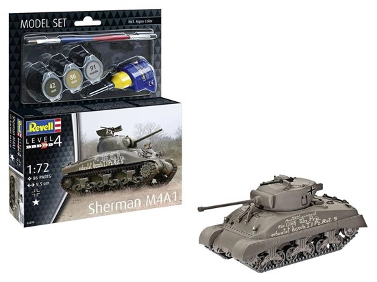 63290 Revell Modelset Sherman Tank M4A1 86dlg Schaal 1/72 