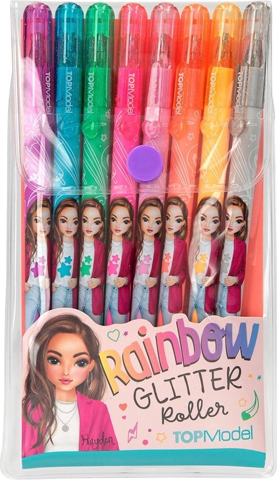 TOPModel Rainbow Glitter Roller Pens in Etui 8stuks