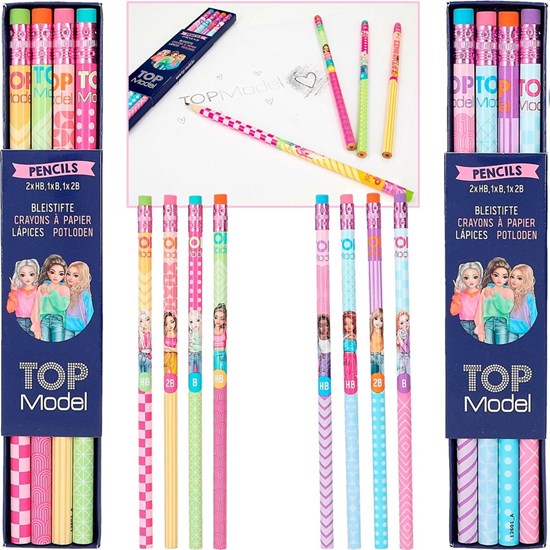 TOPModel 4 Potloden met Gum (2xHB,1xB,1x2B) 