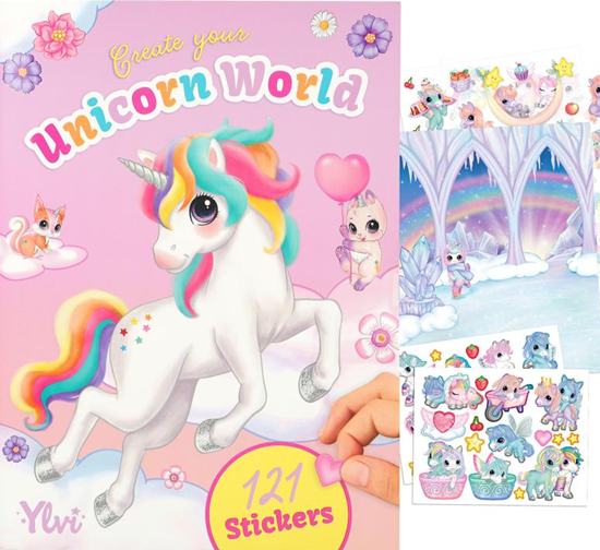 TOPModel Ylvi Create Your Own Unicorn World met 121 Stickers Knutselboek 