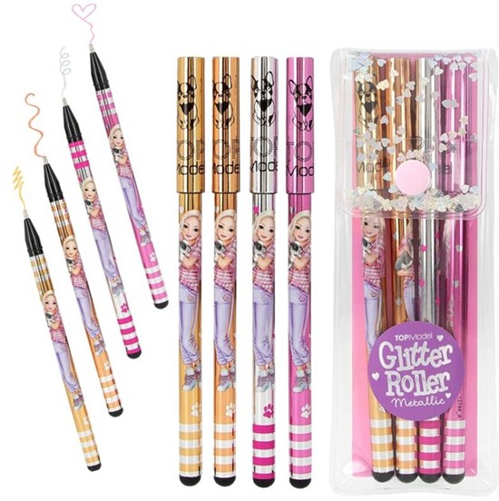 TOPModel Glitter Gelpennen Metallic 4 in ETUI 