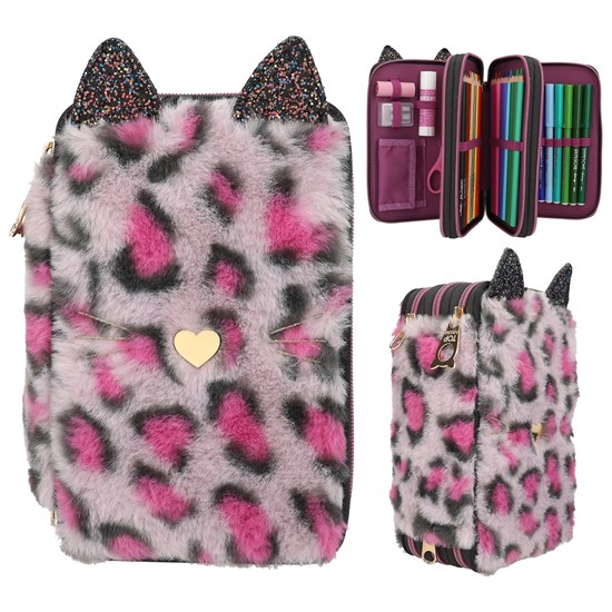 TOPModel 3-vaks Etui Gevuld Leo Rebel Pluche