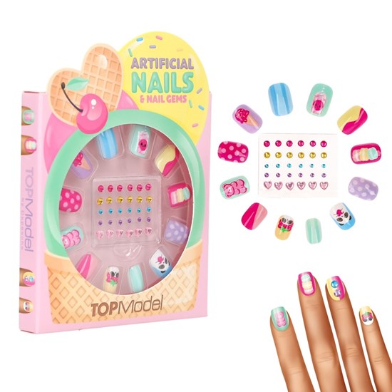 TOPModel Artificial Nepnagels met Steentjes in Doosje Candy Glam 