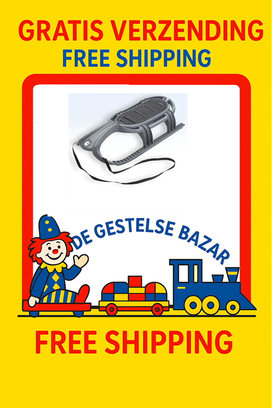 KHW Zwarte Kunsstof Slee met Soft Zitting Snow Tiger circa 90 x 48 x 18 cm