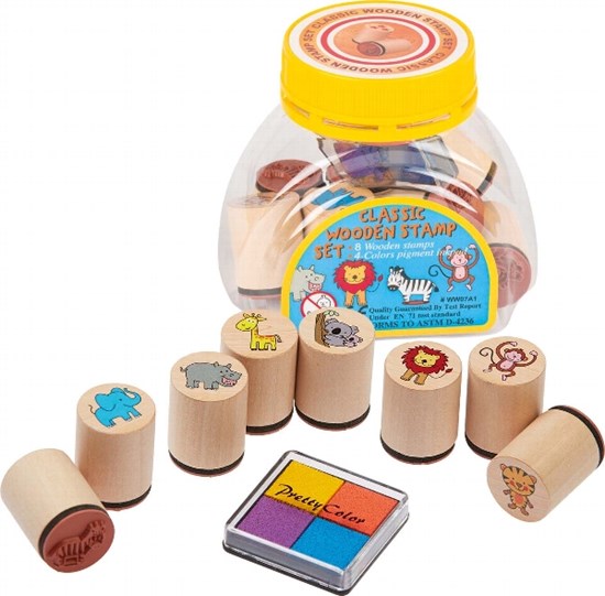 Stempelset Wilde Dieren 8stuks in Ton 3+ 