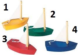 Mini Houten Zeilbootje assorti kleuren 7cm 3+