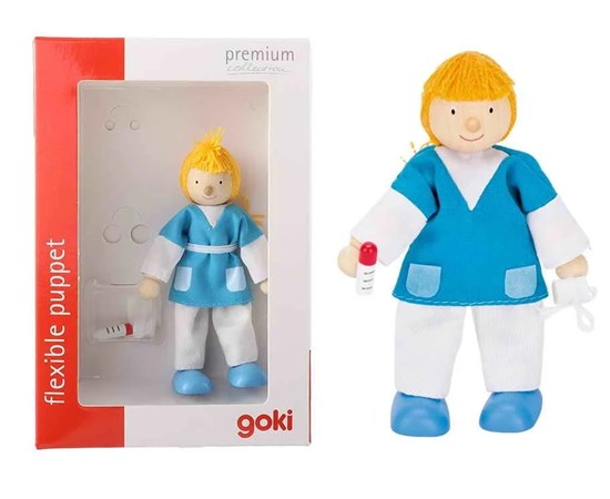 Goki Poppenhuis Buigpop Verpleegster circa 12,5cm 