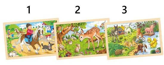 Houten Inlegpuzzel assorti Dieren 24dlg 
