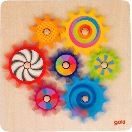Goki Houten Gekleurde Tandwiel spel 8dlg 3+