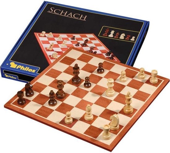 philos LUXE SCHAAKBORD met FIGUREN Elzenhout 40x40cm