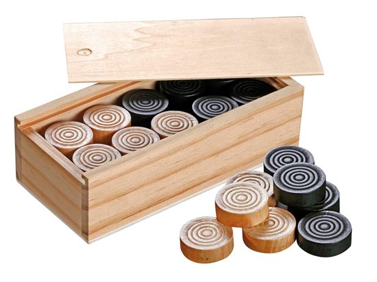 Philos Houten Damschijven in Houten Kist 30mm doorsnee 