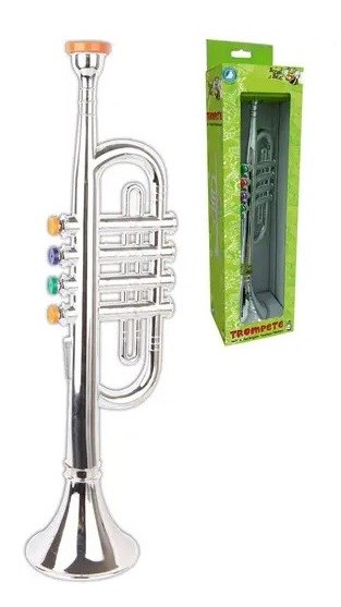 Boogie Bee Trompet Zilver 4 toons lengte circa 38cm 3+