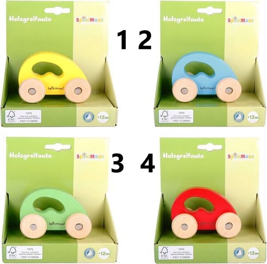 spielmaus Houten Grijpauto ass.kleuren 12mnd+ 