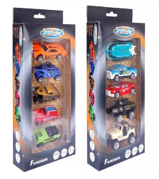 speedzone 5-pack Auto's in Geschenkdoos met Frictie schaal 1/64 