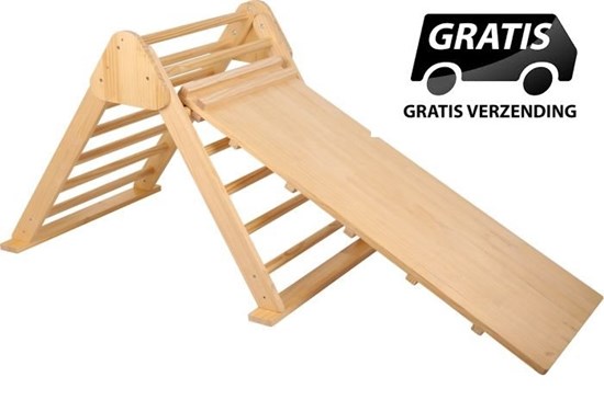 spielmaus Houten Klim Pyramide met Trap 90x70x60cm