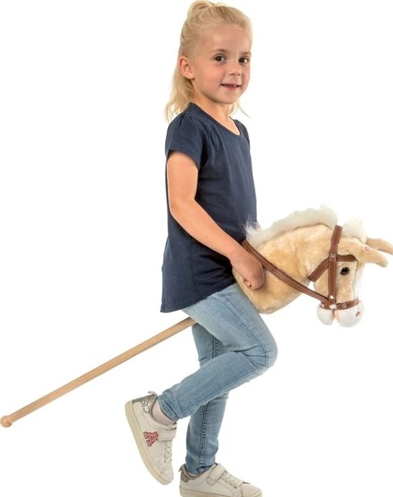 Spielmaus Stokpaard met Geluid Wit circa 98cm
