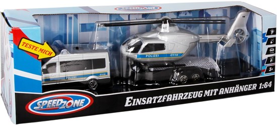 SpeedZone Polizei Bus met Helikopter met Licht & Geluid 3+ 