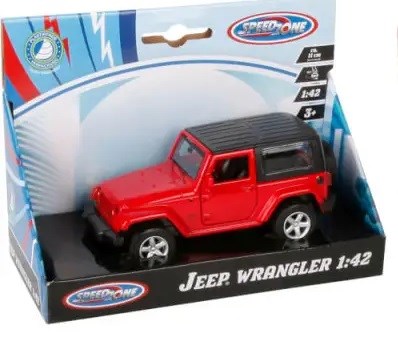 SpeedZone Jeep® Wrangler schaal 1/42 Rood met Frictie 3+ 