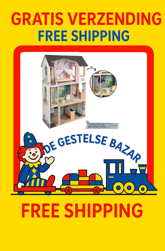 GROOT XL Houten Poppenhuis voor o.a. Barbie 