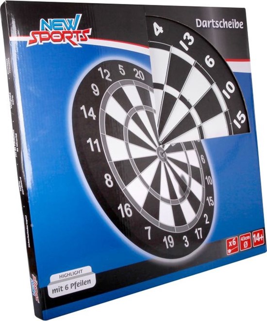 New Sports Dartboard met 6 Pijlen 43cm ø 6+ 