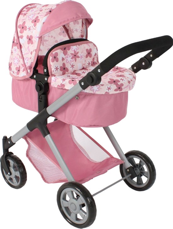 Bayer Chic Combi 2in1 Poppenwagen Mila Flower Oud Roze 36-72cm 2+ 