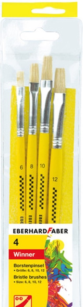 Eberhard Faber 4 Platte Penselen maat 6,8,10 & 12  