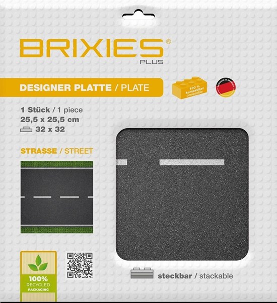 Brixies PLUS Bouw Bodemplaat 32x32cm Rechte Weg 3+ 