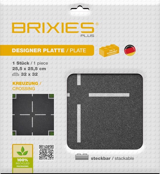 Brixies PLUS Bouw Bodemplaat 32x32cm Kruising Weg 3+ 