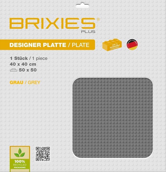 Brixies PLUS Bouw Bodemplaat 50x50cm Basic Grijs 