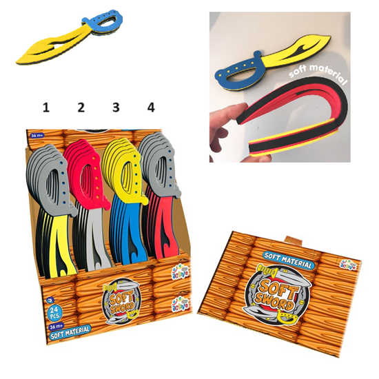 siva Mini Piraten Zwaard Gebogen Foam circa 31cm assorti kleuren 3+