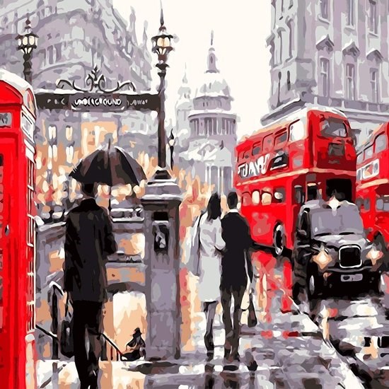 Schilderen op nummer London in de Regen (40x50cm)