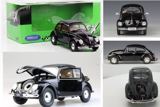 welly Volkswagen Kever Brilletje Zwart schaal 1/18 
