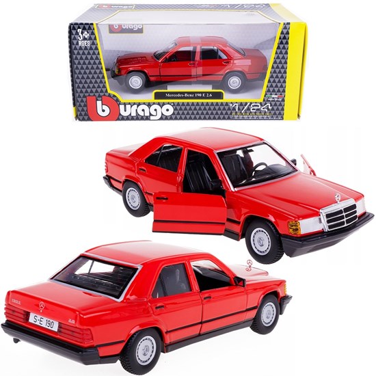 Bburago Mercedes Benz 190E 1987 schaal 1/25 Rood 