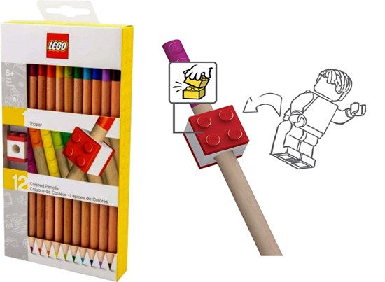 lego 12 Kleurpotloden met Lego Puntenslijper 6+ 